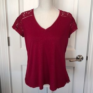 White House  Black Market Lace Top Cranberry M
